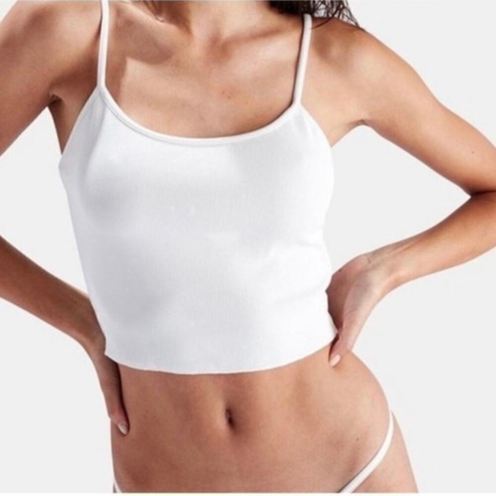 Solid & Striped NWT White Ribbed Cropped Camisole Tank Top Size Large